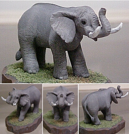 hand carved hand painted wood elephant.