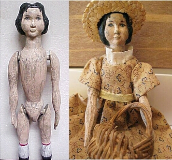 Hand carved Hitty doll