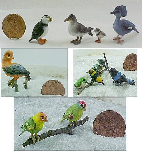Hand carved wood miniature birds