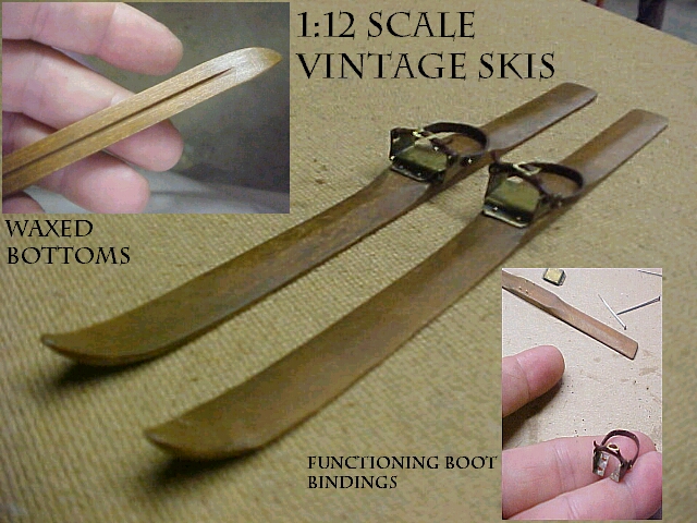 1:12 scale functioning vintage skis